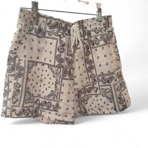 SHEIN white Bandana Print Drawstring Shorts